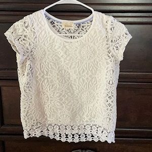 Rewind teens large pattern white shirt with white tank undercover